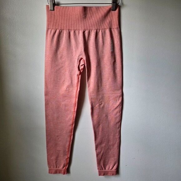 EUC LIKE NEW GYMSHARK PINK SEAMLESS HEATHERED LEGGINGS WORKOUT SIZE S / M - Picture 1 of 13